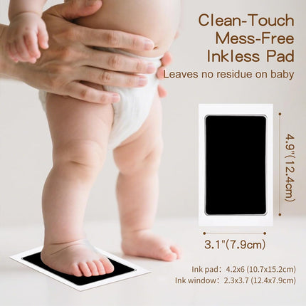 Kit Completo de Huellas para Bebés y Mascotas 4 Piezas – Almohadilla de Tinta Sin Tinta, Limpia y Segura para Huellas Memorables, Sin Burbujas ni Manchas, Incluye 16 Tarjetas Blancas (Negro Ópaco)