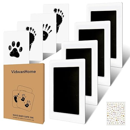Kit Completo de Huellas para Bebés y Mascotas 4 Piezas – Almohadilla de Tinta Sin Tinta, Limpia y Segura para Huellas Memorables, Sin Burbujas ni Manchas, Incluye 16 Tarjetas Blancas (Negro Ópaco)