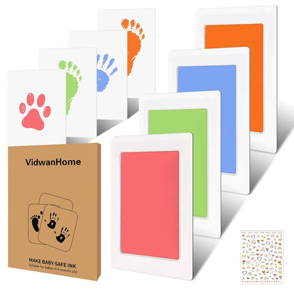 Kit Completo de Huellas para Bebés y Mascotas 4 Piezas – Almohadilla de Tinta Sin Tinta, Limpia y Segura para Huellas Memorables, Sin Burbujas ni Manchas, Incluye 16 Tarjetas Blancas (Negro Ópaco)