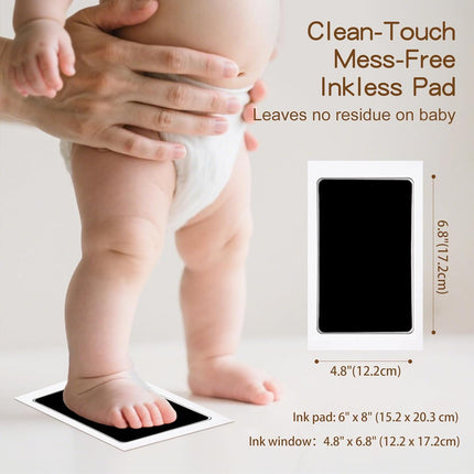 Kit Completo de Huellas para Bebés y Mascotas 4 Piezas – Almohadilla de Tinta Sin Tinta, Limpia y Segura para Huellas Memorables, Sin Burbujas ni Manchas, Incluye 16 Tarjetas Blancas (Negro Ópaco)