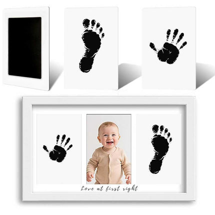 Kit Completo de Huellas para Bebés y Mascotas 4 Piezas – Almohadilla de Tinta Sin Tinta, Limpia y Segura para Huellas Memorables, Sin Burbujas ni Manchas, Incluye 16 Tarjetas Blancas (Negro Ópaco)