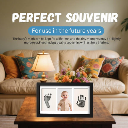 Kit Completo de Huellas para Bebés y Mascotas 4 Piezas – Almohadilla de Tinta Sin Tinta, Limpia y Segura para Huellas Memorables, Sin Burbujas ni Manchas, Incluye 16 Tarjetas Blancas (Negro Ópaco)