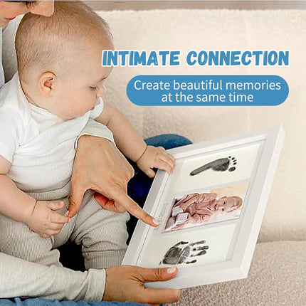 Kit Completo de Huellas para Bebés y Mascotas 4 Piezas – Almohadilla de Tinta Sin Tinta, Limpia y Segura para Huellas Memorables, Sin Burbujas ni Manchas, Incluye 16 Tarjetas Blancas (Negro Ópaco)