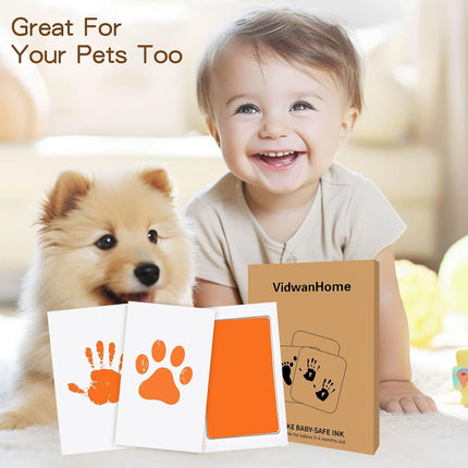 Kit Completo de Huellas para Bebés y Mascotas 4 Piezas – Almohadilla de Tinta Sin Tinta, Limpia y Segura para Huellas Memorables, Sin Burbujas ni Manchas, Incluye 16 Tarjetas Blancas (Negro Ópaco)