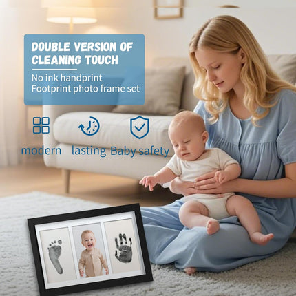 Kit Completo de Huellas para Bebés y Mascotas 4 Piezas – Almohadilla de Tinta Sin Tinta, Limpia y Segura para Huellas Memorables, Sin Burbujas ni Manchas, Incluye 16 Tarjetas Blancas (Negro Ópaco)