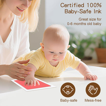 Kit Completo de Huellas para Bebés y Mascotas 4 Piezas – Almohadilla de Tinta Sin Tinta, Limpia y Segura para Huellas Memorables, Sin Burbujas ni Manchas, Incluye 16 Tarjetas Blancas (Negro Ópaco)