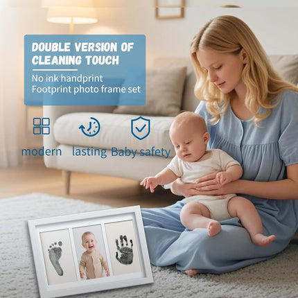 Kit Completo de Huellas para Bebés y Mascotas 4 Piezas – Almohadilla de Tinta Sin Tinta, Limpia y Segura para Huellas Memorables, Sin Burbujas ni Manchas, Incluye 16 Tarjetas Blancas (Negro Ópaco)