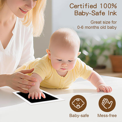 Kit Completo de Huellas para Bebés y Mascotas 4 Piezas – Almohadilla de Tinta Sin Tinta, Limpia y Segura para Huellas Memorables, Sin Burbujas ni Manchas, Incluye 16 Tarjetas Blancas (Negro Ópaco)